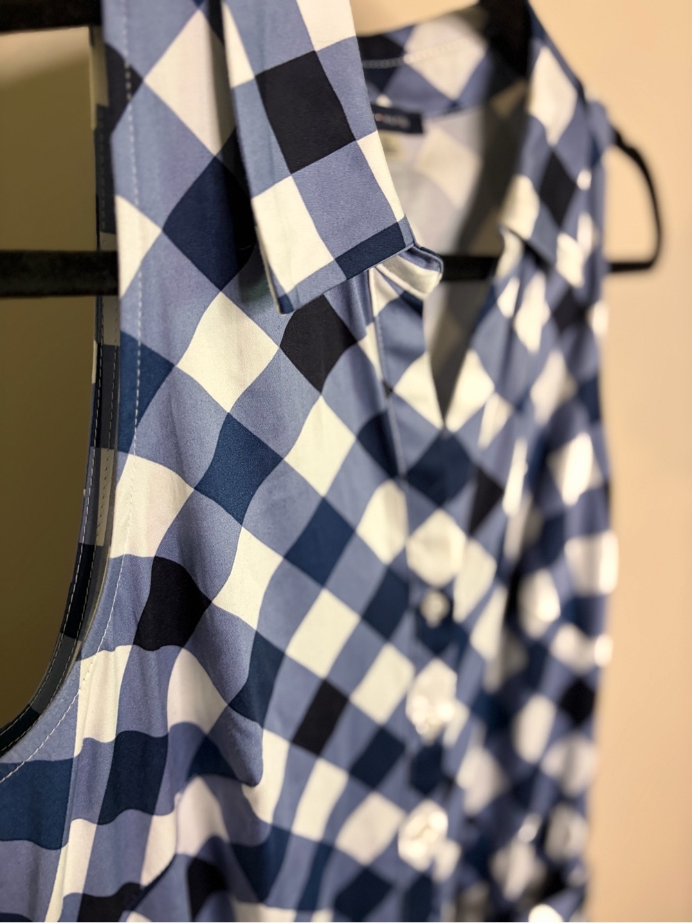 Tommy Hilfiger Navy and White Gingham Tie-Waist Midi Dress #1261 - Picture 6 of 14